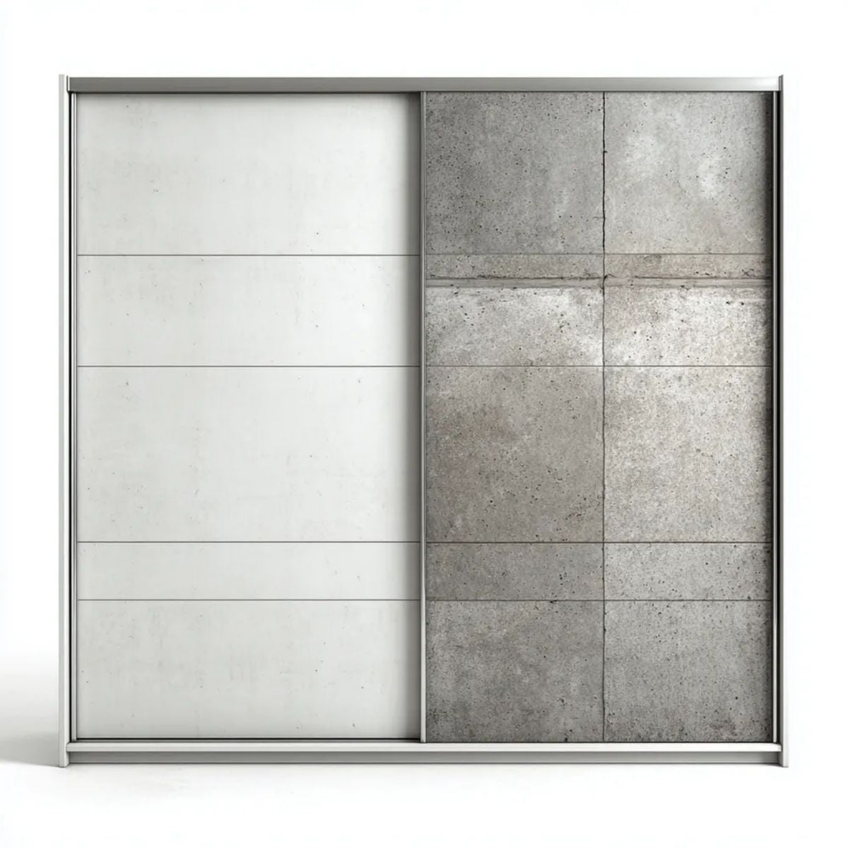 Szafa przesuwna z płyty laminowanej biało-szara 200 × 200 × 60 cm