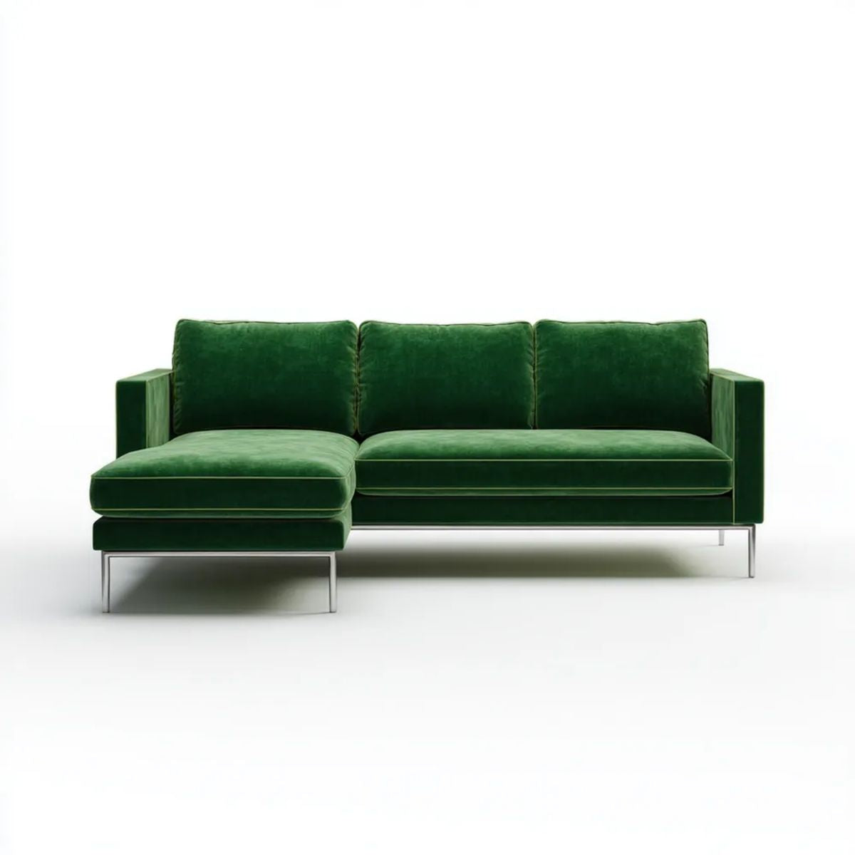 Zielona sofa narożna z lewym szezlongiem z aksamitu poliestrowego 250 x 160 x 85 cm