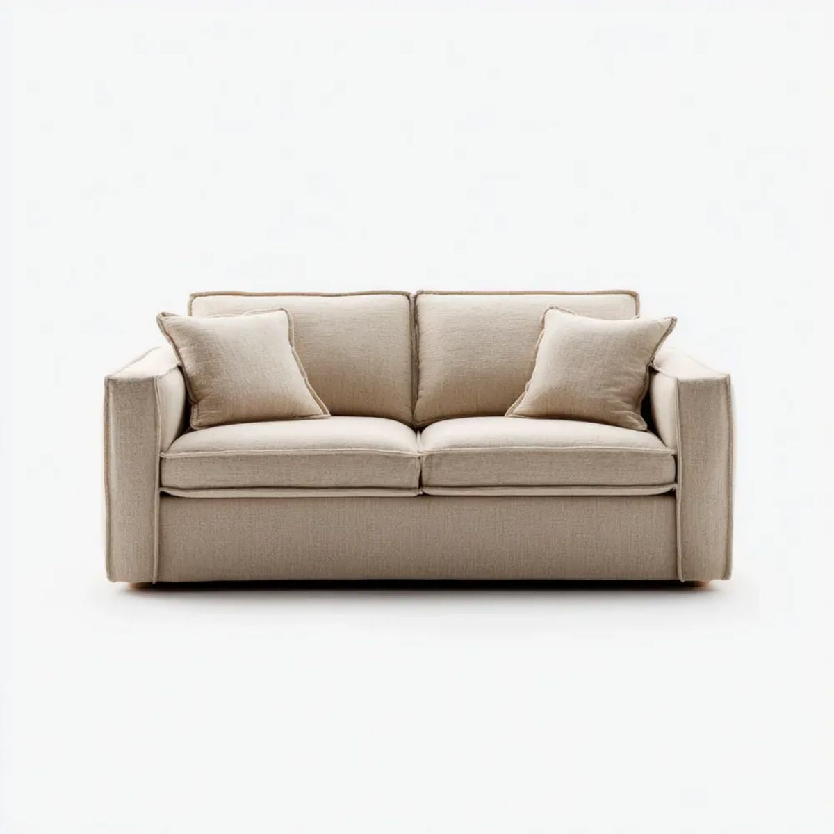 Beżowa sofa dwuosobowa z tapicerką poliestrową 170 × 90 × 85 cm