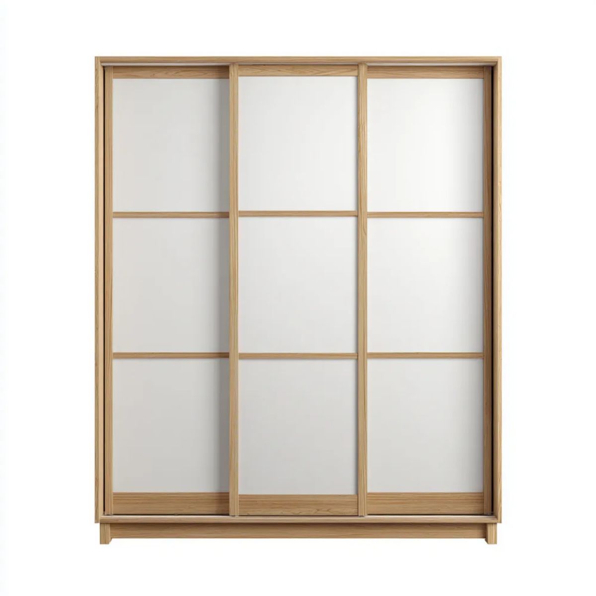 Trzydrzwiowa szafa przesuwna drewniana z białymi panelami MDF, 180 × 60 × 220 cm