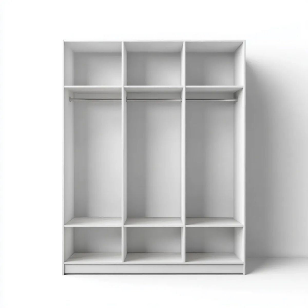 Otwarta szafa garderobiana biała z płyty wiórowej laminowanej 150 × 50 × 200 cm
