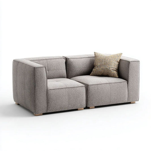 Szara modułowa sofa dwuosobowa z poliestru, 2 moduły, 180 × 95 × 78 cm