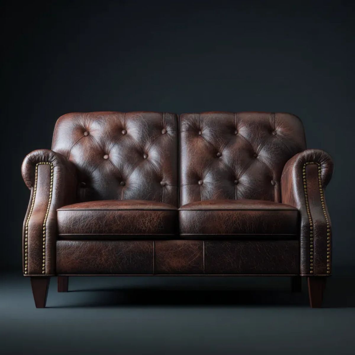 Brązowa sofa dwuosobowa z tapicerką z PU, 160 x 90 x 100 cm