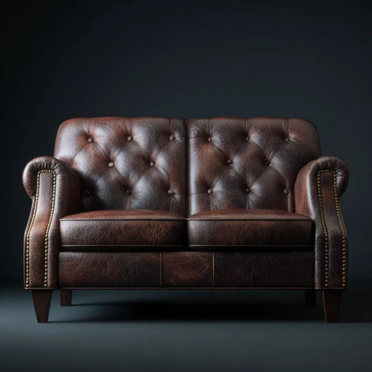 Brązowa sofa dwuosobowa z tapicerką z PU, 160 x 90 x 100 cm