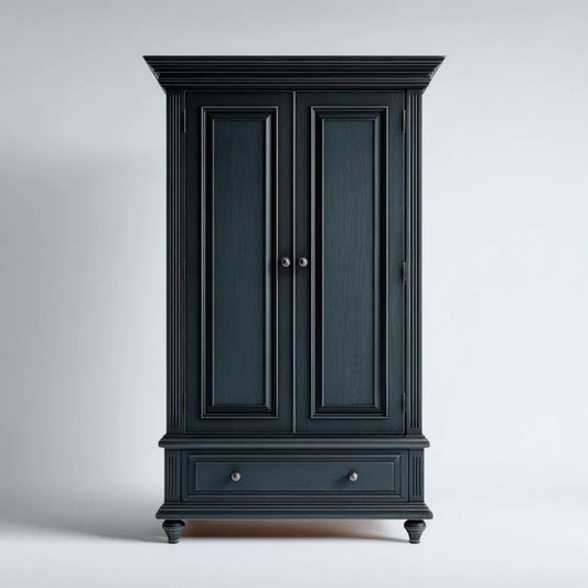 Czarna dwudrzwiowa szafa z płyty MDF z szufladą, 100 x 55 x 200 cm
