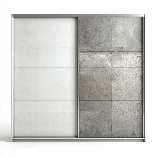 Szafa przesuwna z płyty laminowanej biało-szara 200 × 200 × 60 cm