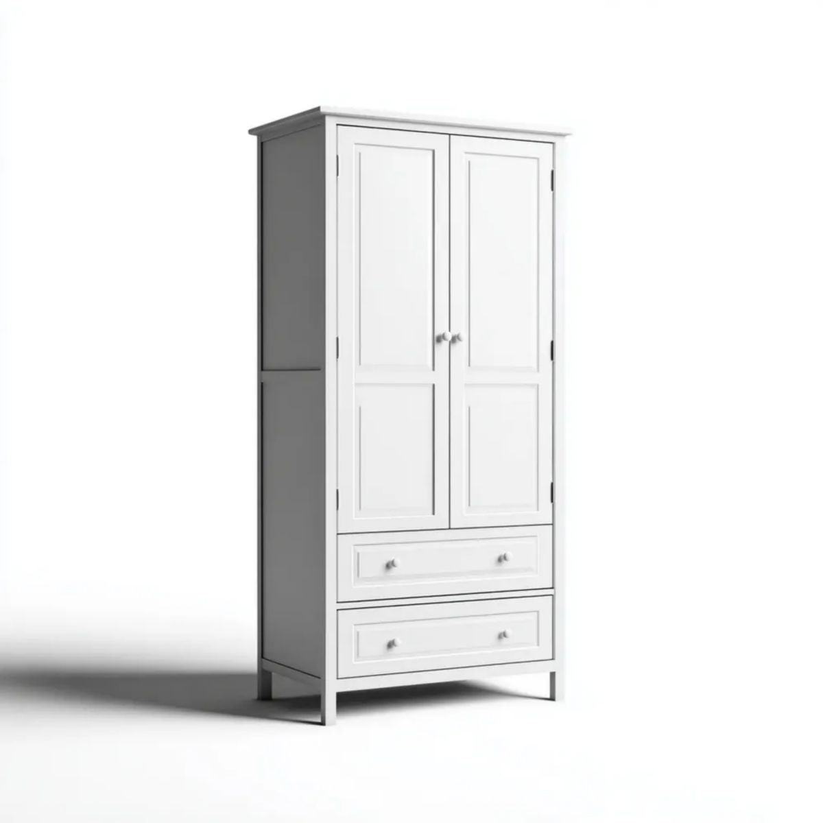 Biała szafa dwudrzwiowa z płyty MDF 80 × 50 × 180 cm z 2 szufladami
