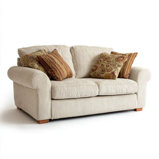 Kremowa sofa dwuosobowa z obiciem sztruksowym 160 × 90 × 90 cm