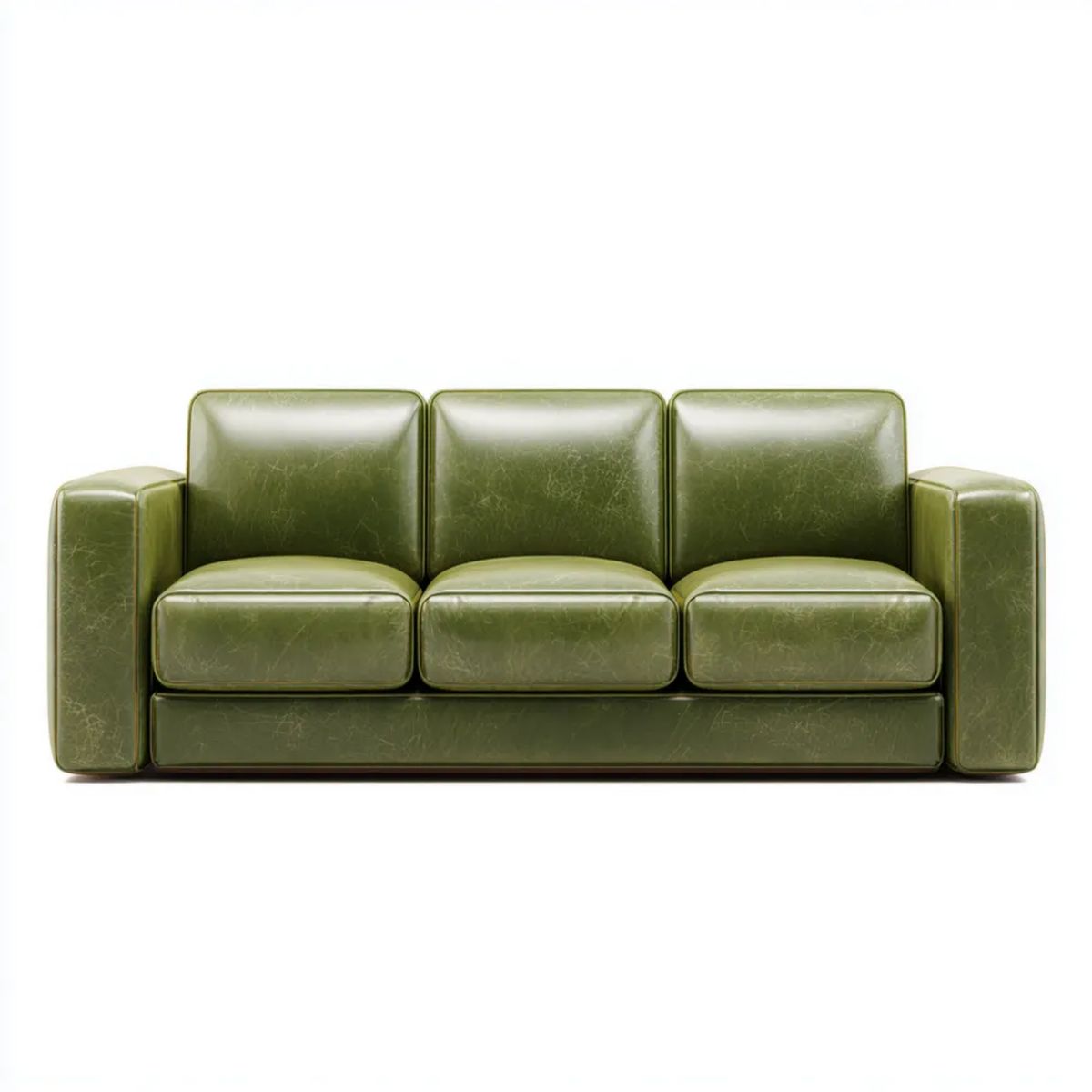 Sofa trzyosobowa zielona oliwkowa z tapicerką z ekoskóry PU 210 x 90 x 82 cm