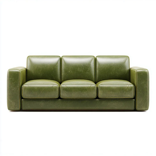 Sofa trzyosobowa zielona oliwkowa z tapicerką z ekoskóry PU 210 x 90 x 82 cm