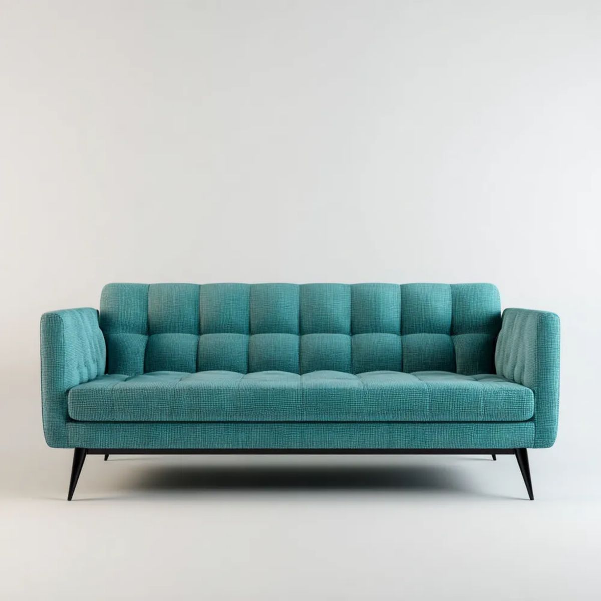 Trzyosobowa sofa turkusowa z tapicerką poliestrową 210 × 88 × 86 cm
