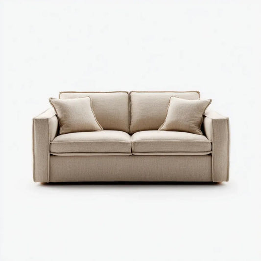 Beżowa sofa dwuosobowa z tapicerką poliestrową 170 × 90 × 85 cm
