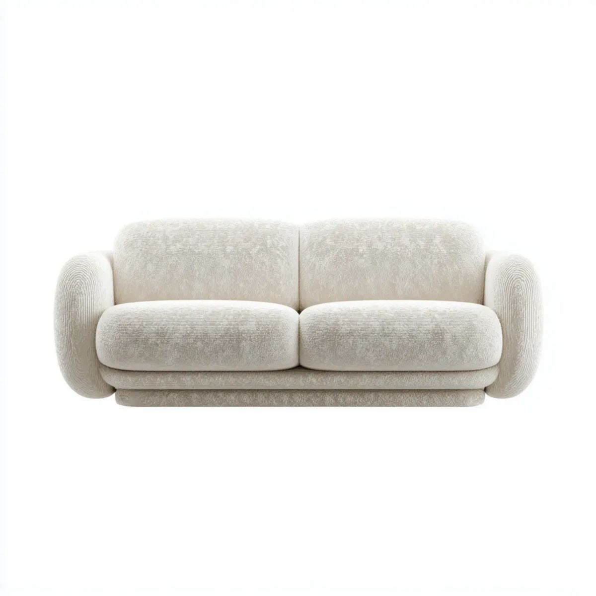 Kremowa dwuosobowa sofa z tkaniny bouclé 170 × 90 × 75 cm, zaokrąglona