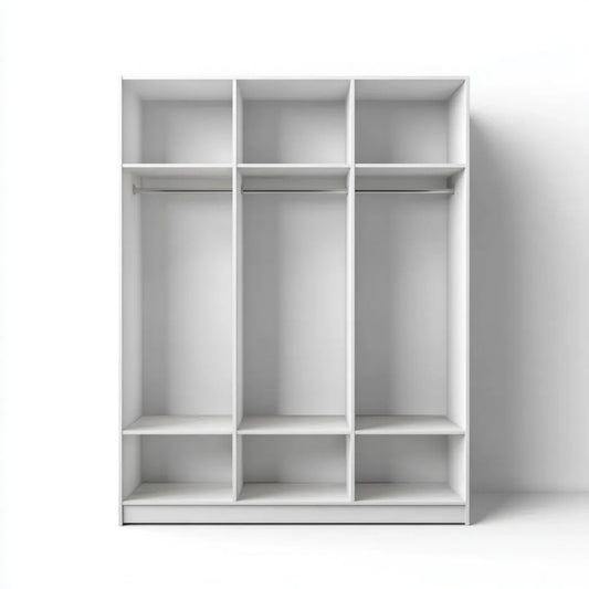 Otwarta szafa garderobiana biała z płyty wiórowej laminowanej 150 × 50 × 200 cm