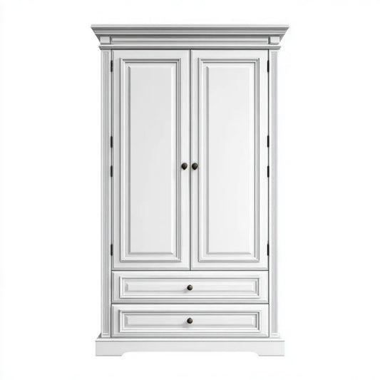 Biała dwudrzwiowa szafa z płyty MDF 100 × 55 × 200 cm, klasyczna