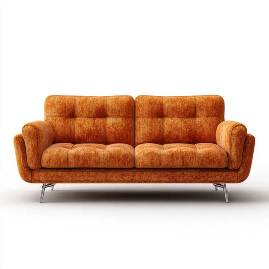 Dwuosobowa sofa z poliestrowego sztruksu, pomarańczowa, 170 x 85 x 85 cm